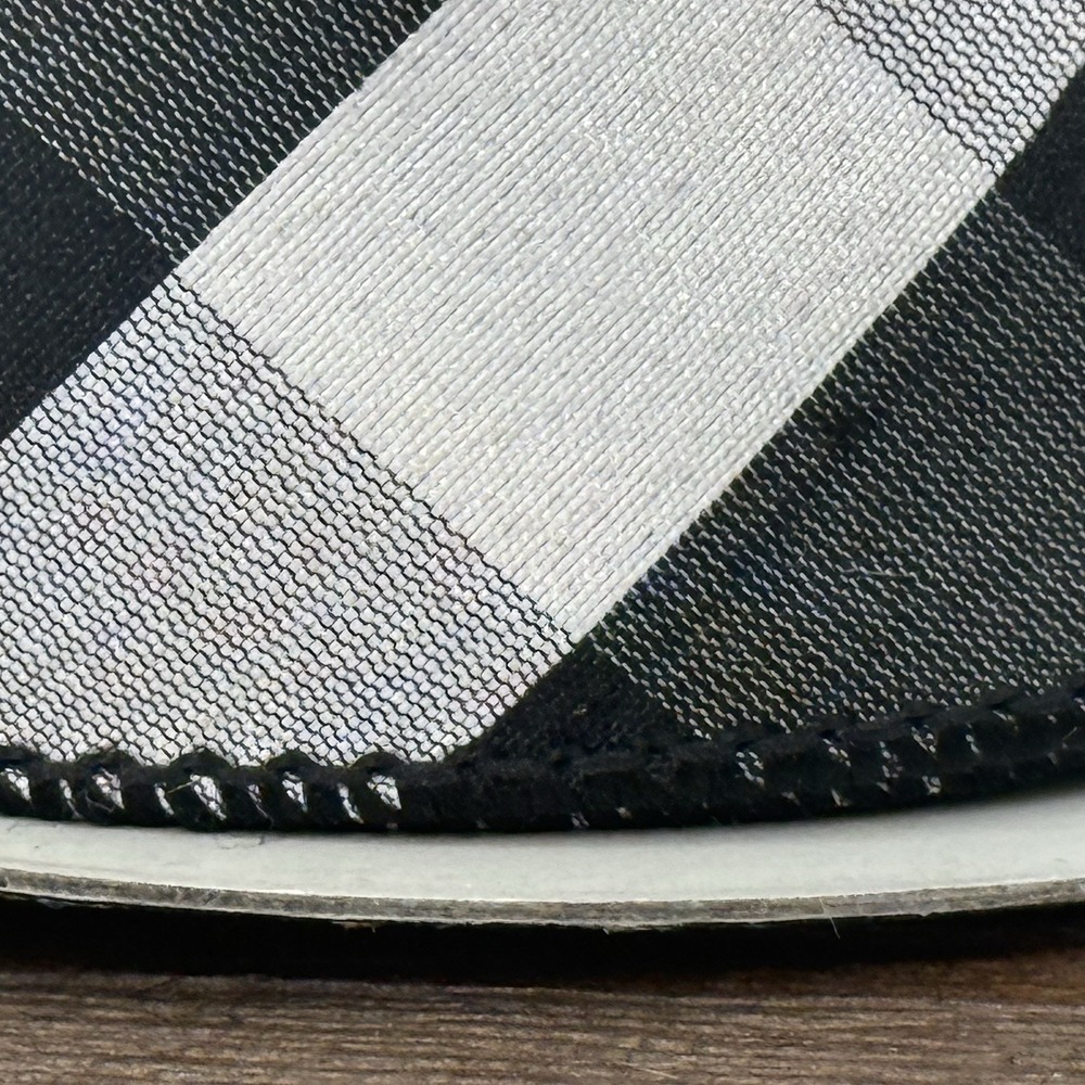 D. Stevens 2.5" Wired Ribbon Black White Diagonal Check Christmas Harlequin - Picture 4 of 8